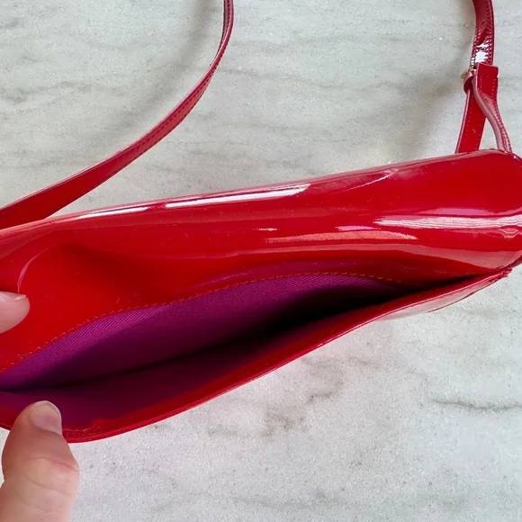 Tory Burch Red Patent Leather Crossbody Purse - Picture 10 of 14